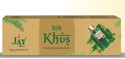 Ruh Khus Premium Incense Sticks, for Home, Office, Temples, Packaging Type : Paper Box