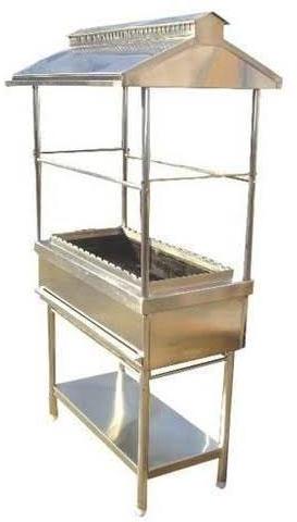 Rectangular Non Polished Stainless Steel barbeque machine, Color : Silver