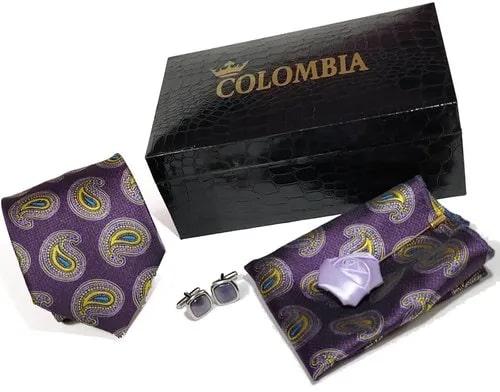 Microfiber Purple Paisley Necktie Set