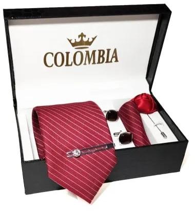 Jacquard Red Striped Necktie Set, Feature : Comfortable