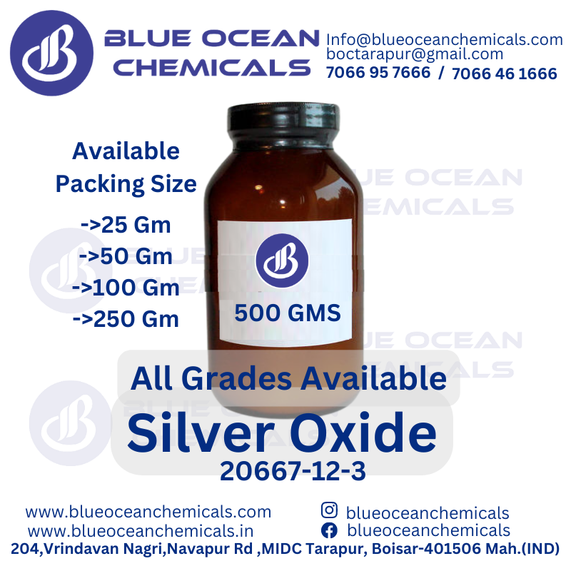 Silver Oxide, Purity 97 by Blue Ocean Chemicals from Mumbai