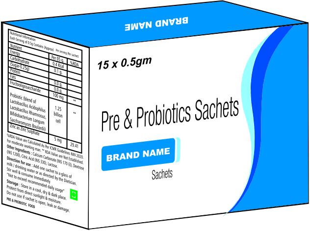 Pre & Probiotic Sachet, Packaging Size : 15x0.5 Gram