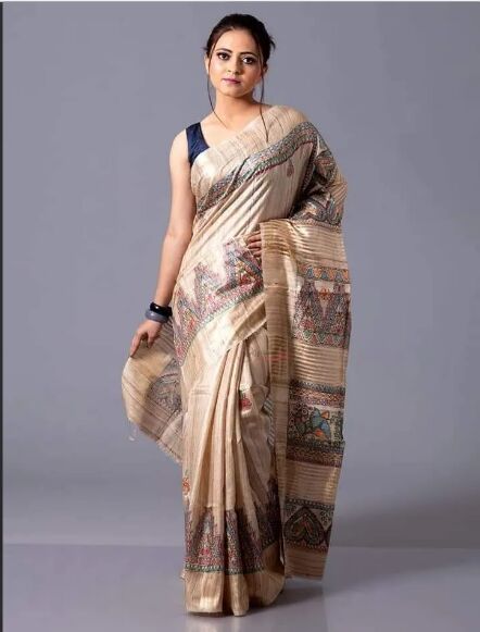 Pure Tussar Ghicha Silk Sarees, Saree Length : 5.5 m (separate blouse piece)