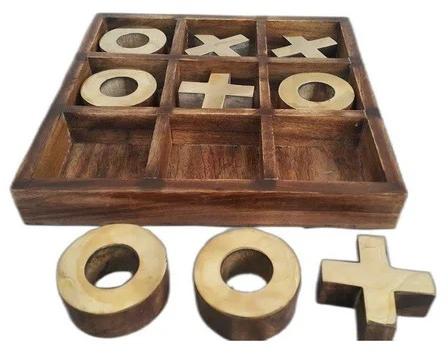 Wooden Tic Tac Toy Game Box