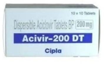 Acivir 200 Dt Tablet, for Viral Infection, Composition : Acyclovir (200mg)