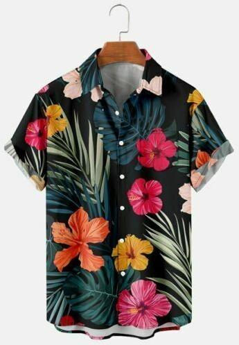 Printed Polyester Hawaiian half sleeve shirt, Size : M, XL, XXL, XXXL