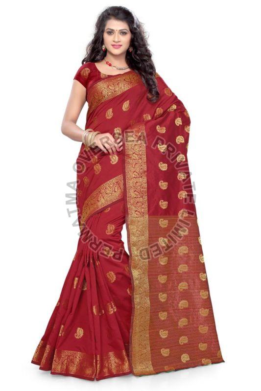 Unstitched Fancy Cotton Silk Saree, for Easy Wash, Dry Cleaning, Anti-Wrinkle, Shrink-Resistant, Width : 6 Meter