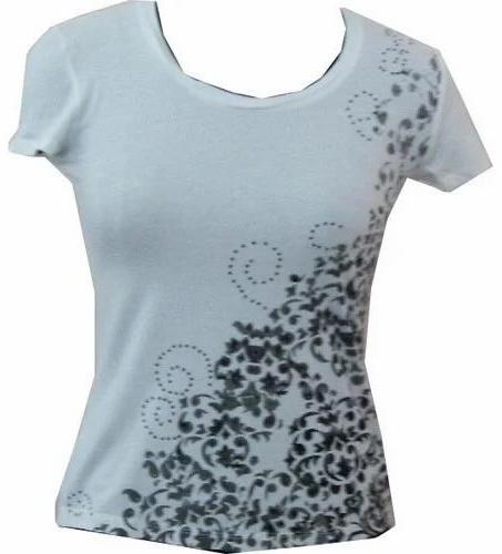 Printed Cotton Ladies Fancy T-Shirt, Sleeve Style : Half Sleeve