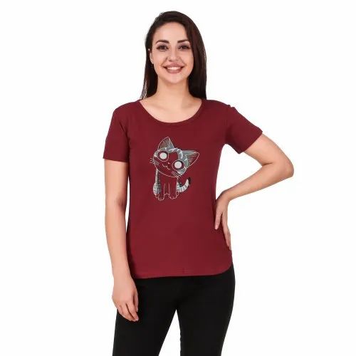 Cotton Ladies Printed T-Shirt, Feature : Anti-Wrinkle
