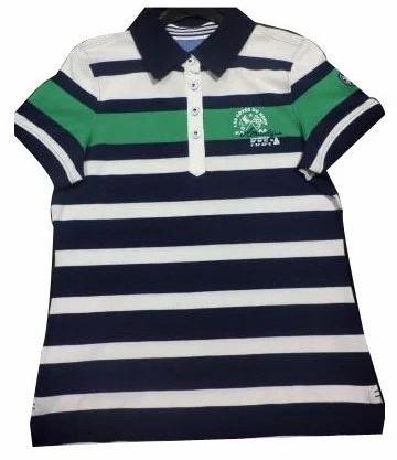 Ladies Striped Polo T-Shirt, Feature : Anti-shrink, Anti-wrinkle, Eco-friendly