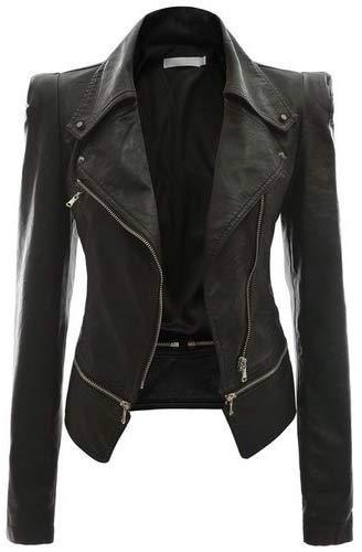 Plain Ladies Black Leather Jacket, Size : Medium