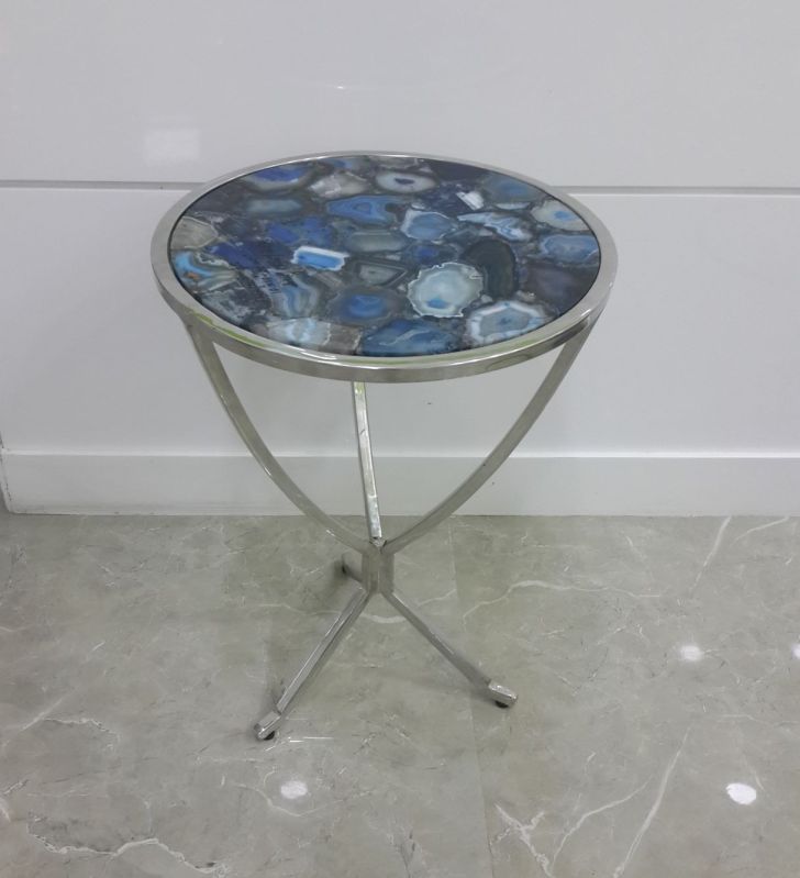 Round Agate Top Side Table, For Hotel, Home, Feature : Fine Finished