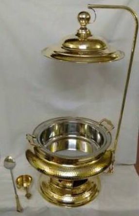 GL-01790 Brass Chafing Dish with Spoon, for Serving Food, Feature : Anti Corrosive, Durable, Fine Finished