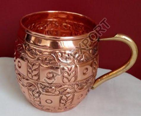 Brown Round Polished Copper Handcrafted Mule Mug, for Drinkware, Gifting, Style : Modern