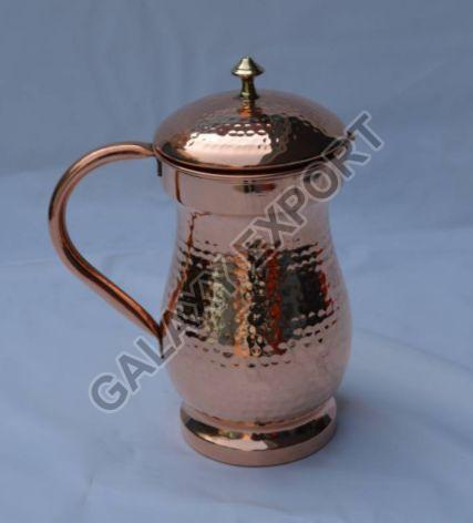 Brown Round Polished GE-1453 Copper Jug, for Storing Water, Size : Standard