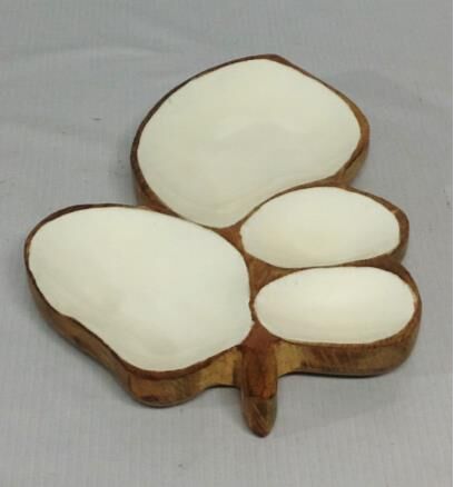 Brown Wooden Leaf Shape Serving Platter, for Restaurant/Home, Size : 29.5x19x2.5 cm