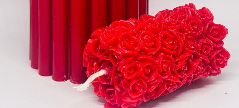 Red Wax Corrugated Pillar Candle, for Decoration, Shape : Circular