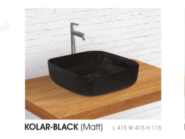 Rectangular Kolar Black (matt) Wash Basin, For Home, Hotel, Office, Restaurant, Style : Modern