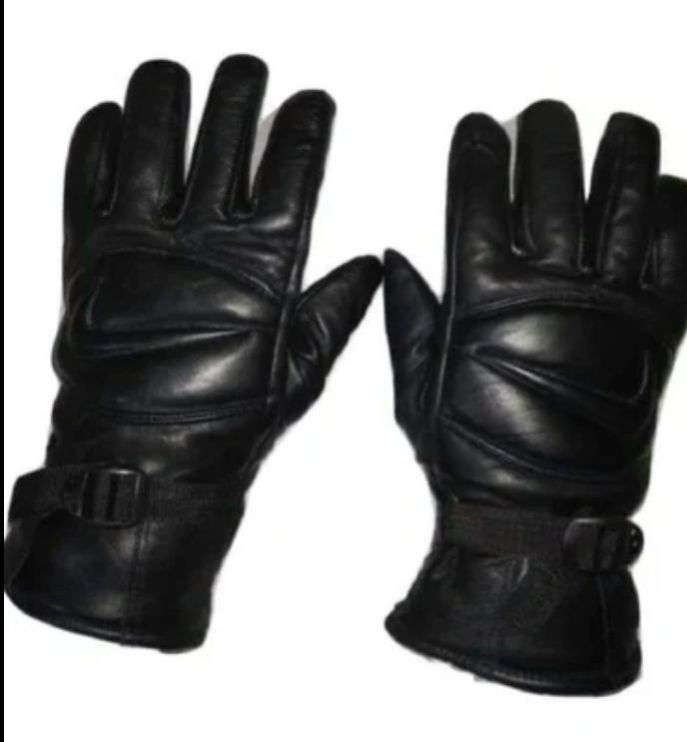 Mens Black Leather Bike Gloves