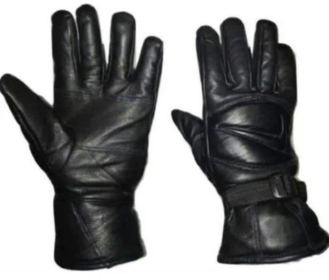 Mens Black Leather Bike Gloves