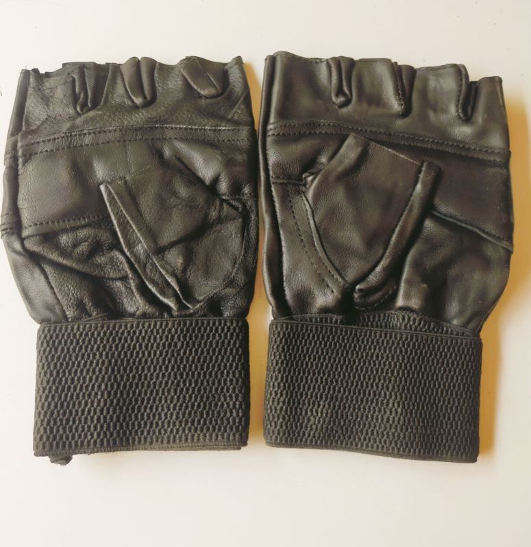 Mens Green Leather Gym Gloves, Size Standard, Technics Machine Made