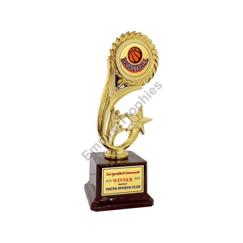 Round Star Polished Plain Fiber Trophy, For Winning Award, Color : Golden, Gold