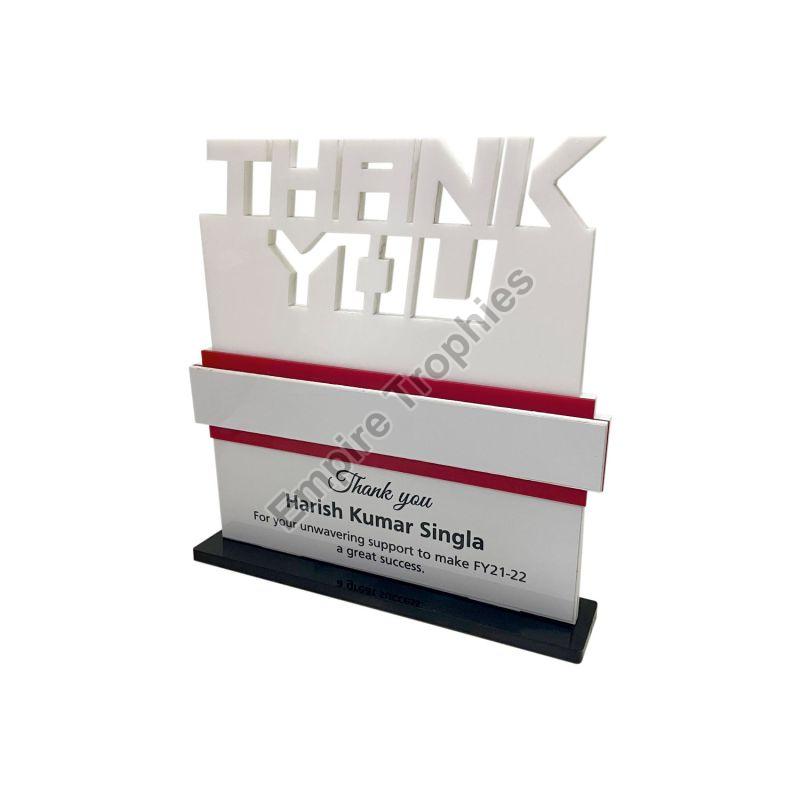 Multicolor Multi-shapes Printed Acrylic Thank You Trophy, Technics : Machine Made