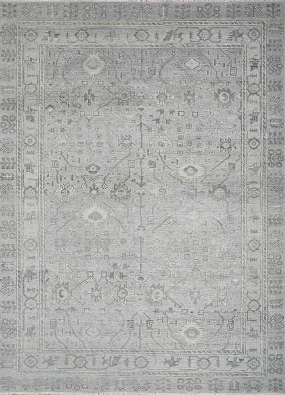 Rectangular Fresco Gray Hand Knotted Rug, for Home, Office, Hotel, Packaging Type : Roll