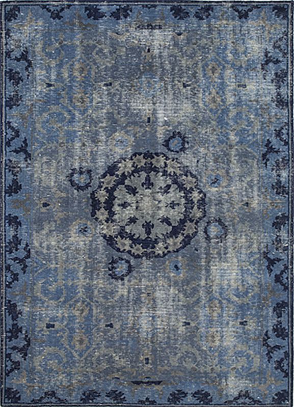 Blue Rectangular Dark Denim Hand Knotted Rug, for Home, Office, Packaging Type : Roll