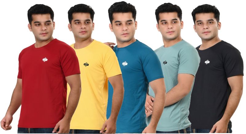 Multicolor Plain Mens Round Neck T-shirt, Size : All Size, Sleeve Type ...