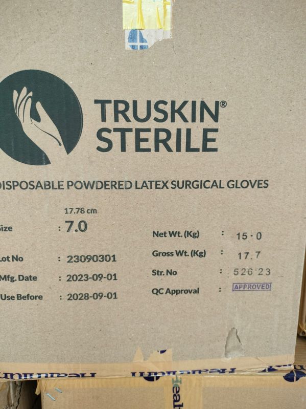 Truskin Latex Plain sterile examination gloves, for Hospital