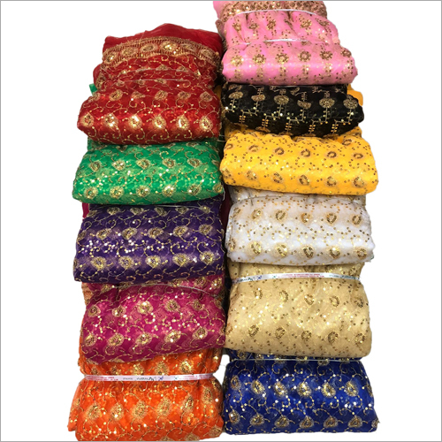 Multicoloured Embroidery Schiffli Work Net Fabric, for God Dress, Specialities : Washable, Quick Dry