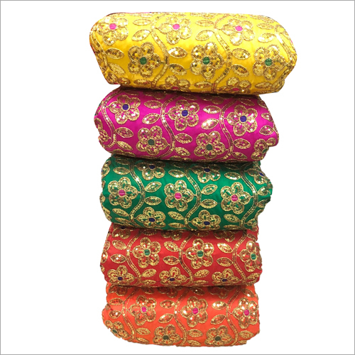 Multicoloured Flower Design God Poshak Fabric, Size (Inches) : Customized
