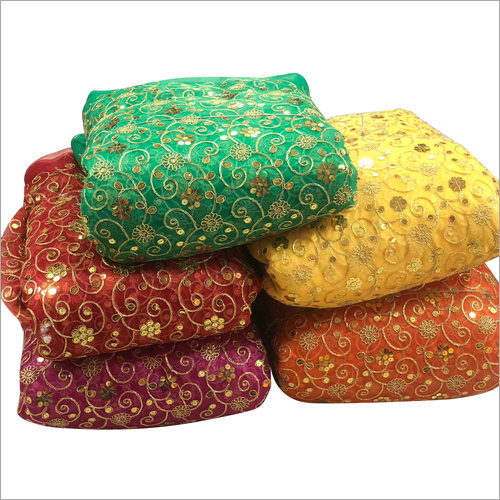 Multicoloured Heavy Work Embroidery Net Chokdi Fabric, for God Dresses, Packaging Type : Packet