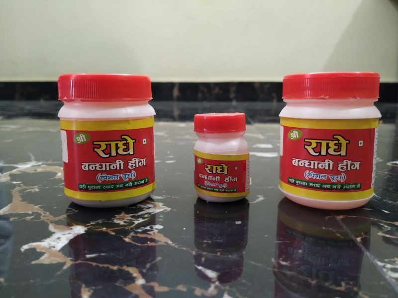 Light Yellow Powder Shree Radhe Bandhani Heeng Special Chura, for Cooking, Packaging Type : Packet