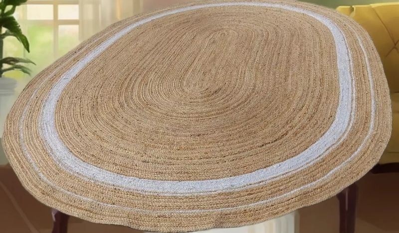 Plain Natural Oval Jute Rug, for Restaurant, Office, Hotel, Home, Bathroom, Style : Contemporary