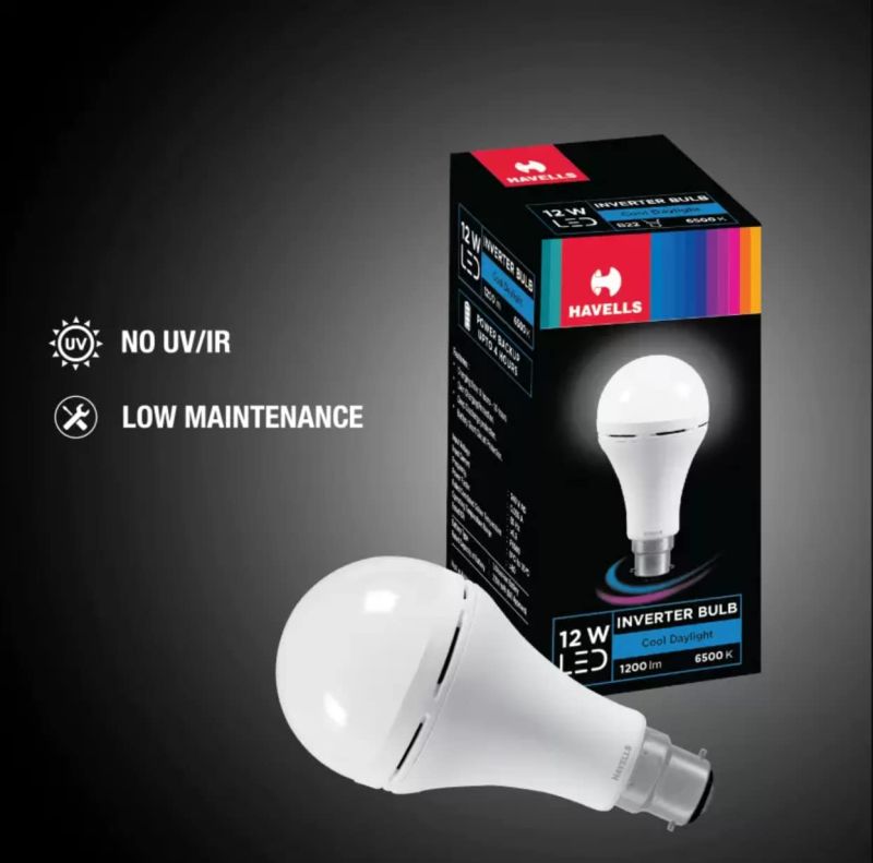 Havells Led 12w Inverter Bulb, For Home, Mall, Hotel, Office, Specialities : Easy To Use, Long Life