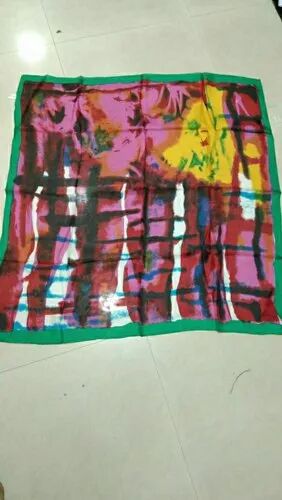 Knitsilk Printed Pure Silk Scarves, Length :  90 X 90 Cm