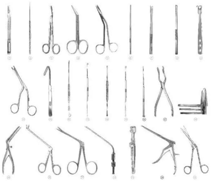 Stainless Steel Septorhinoplasty Set Of 25 Instruments