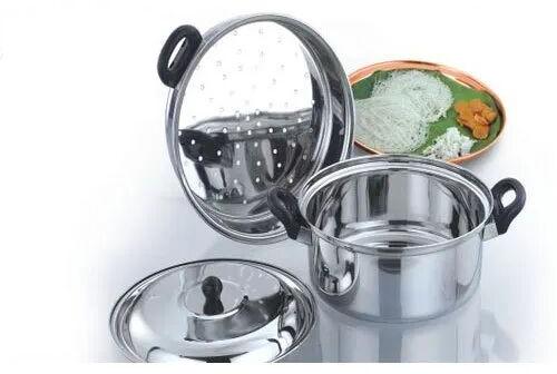 Mayur Round Stainless Steel Food Steamer Set, for Home, Hotel, Restaurant, Capacity : 5qt