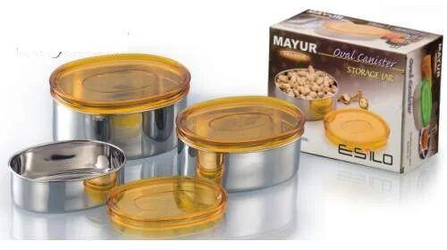 Mayur Stainless Steel Lunch Box Set, Shape : Oval Shape