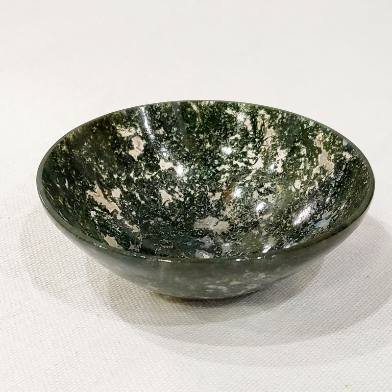 Green Round Polished Natural Agate Stone Bowls, Size : 0-5inch