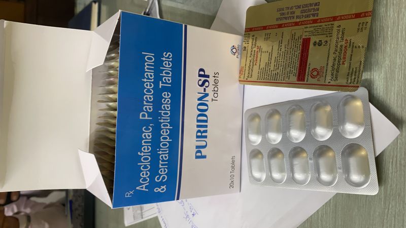 Aceclofenac paracetamol and serratiopeptidase, Packaging Type : plastic pack, tin, pet bottle