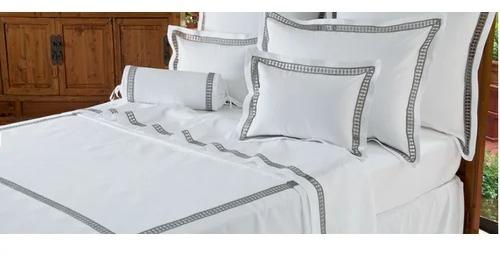 White Plain Satin Bordered Bed Cover