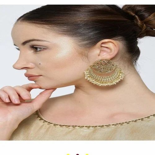 Brass Golden Chandbali Earring, Speciality : Eye Catching Look