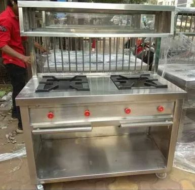 Silver Stainless Steel Chole Bhature Counter, for Street Food Stall, Feature : Heat Resistance
