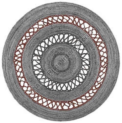 Round Printed Handmade Jute Rug, for Office, Hotel, Home