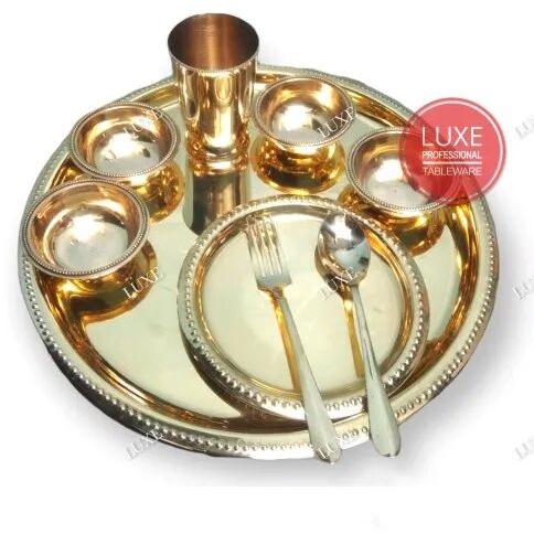2 Kh brass thali set, Shape : Round