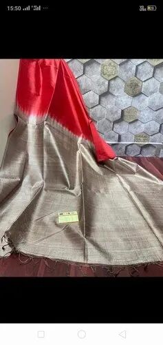 Plain Dupion Silk Saree, Saree Length : 6.3 m (with blouse piece)