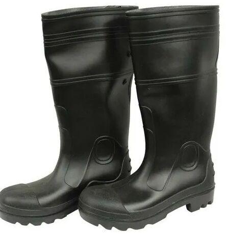 Leather black safety gumboot, Size : 7-11